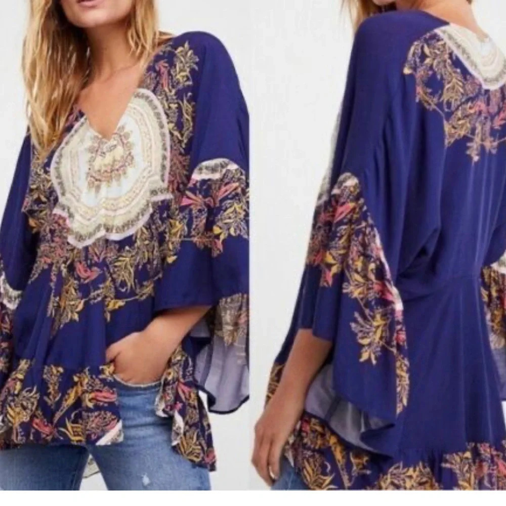 Free People dark blue tunic size XS